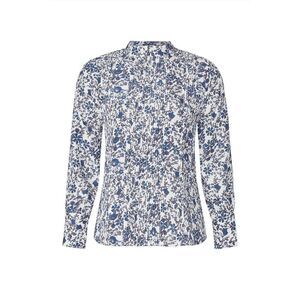 Apiece Apart Sez Pintuck Blouse Blue Floral size 4 100% Silk